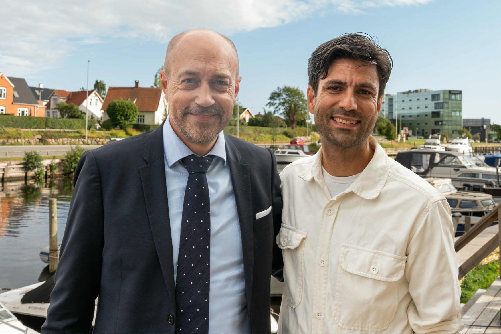 Magnus Heunicke (t.v.) deltog i Andreas Pourkamali's kickstart på valgkampagnen. Foto: Privat