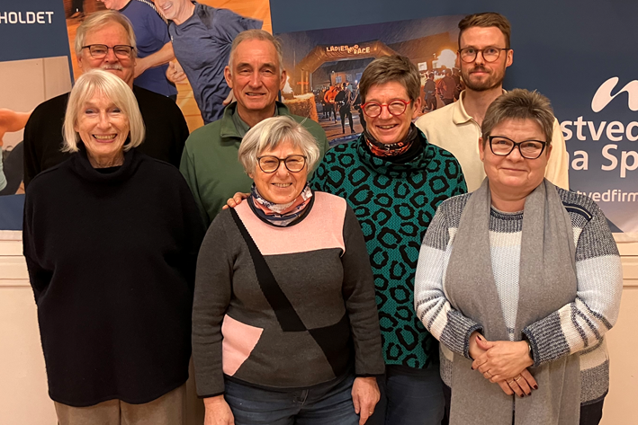 Bestyrelsen for Næstved Firma Sport fra venstre mod højre forrest er Lise Skovgård, Lone Jørgensen og Joan Helleskov, og i rækken bagved fra venstre mod højre Ole Morsing, Per Skov Silbo, Anita Kulas og Morten Frederiksen. Foto: Presse