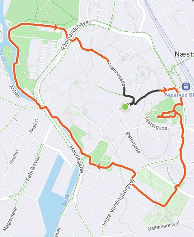 Ruten til byvandring. 