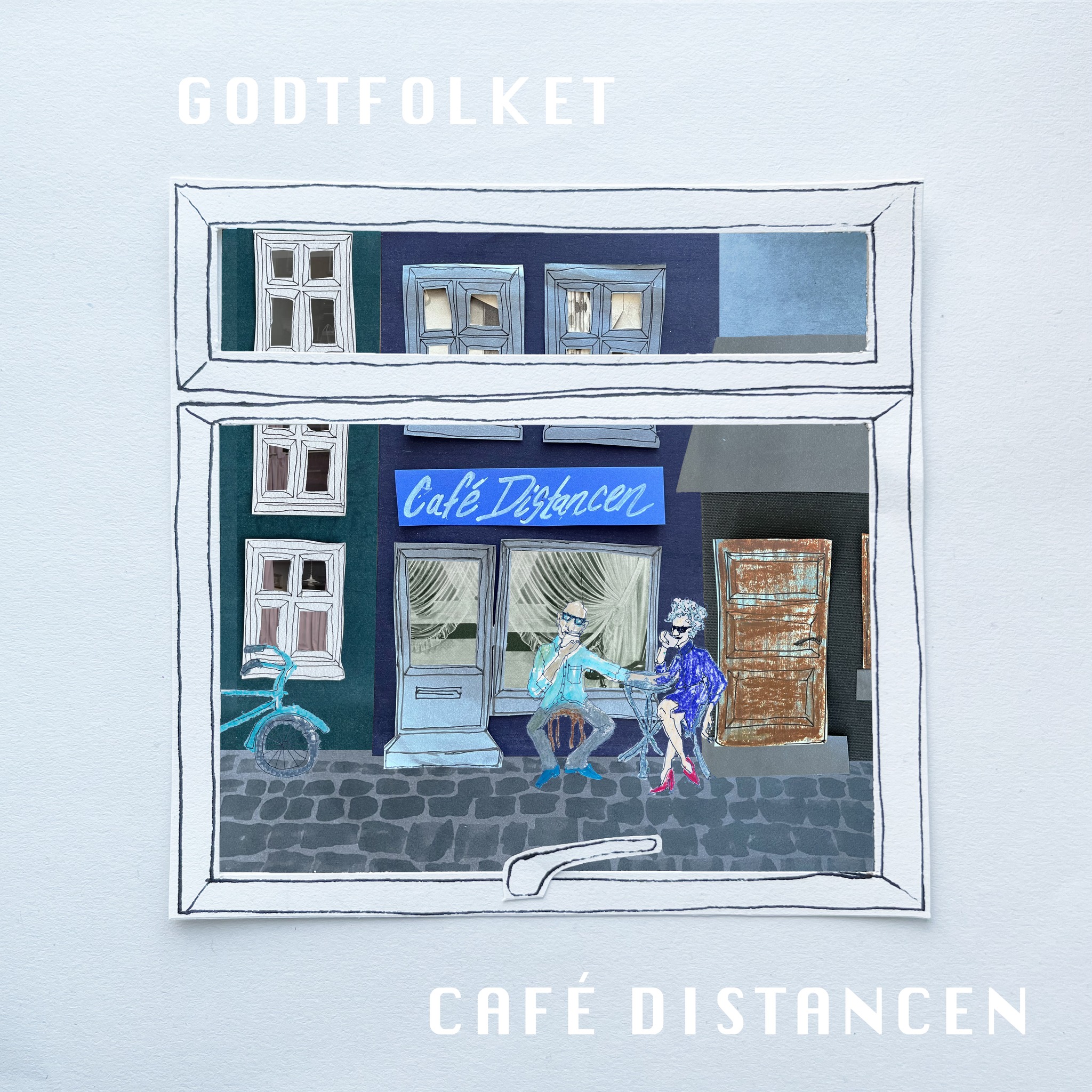Coverillustrationen til ”Café Distancen” er tegnet af bassisten Jacob Brandt Jensens søn, Svend Brandt Jensen.