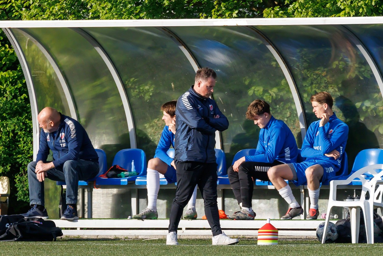 Herlufsholm-træner Mikkel Bruun og hans mandskab tabte 0-1 i Solrød. Foto: Hans Kurt Frederiksen