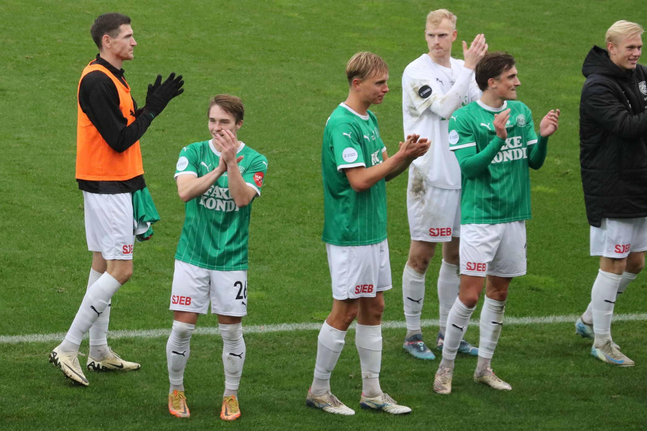 Marius Christiansen (forrest til venstre) sikrede Næstved målet til 2-0, da han blev skiftet ind. Foto: John Ringstrøm