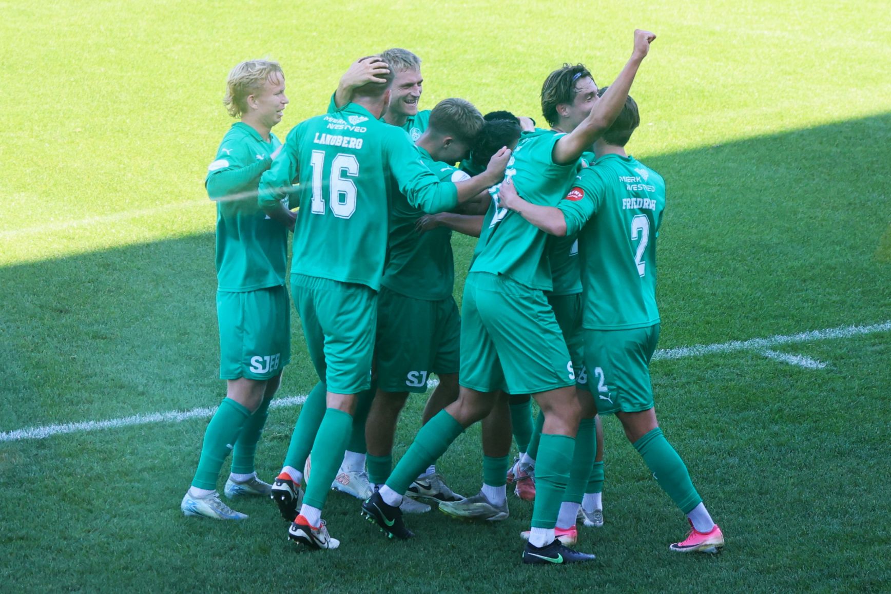 Det blev endelig til en sejr for de grønblusede, som fredag aften slog B.93 med 2-1. Foto: John Ringstrøm
