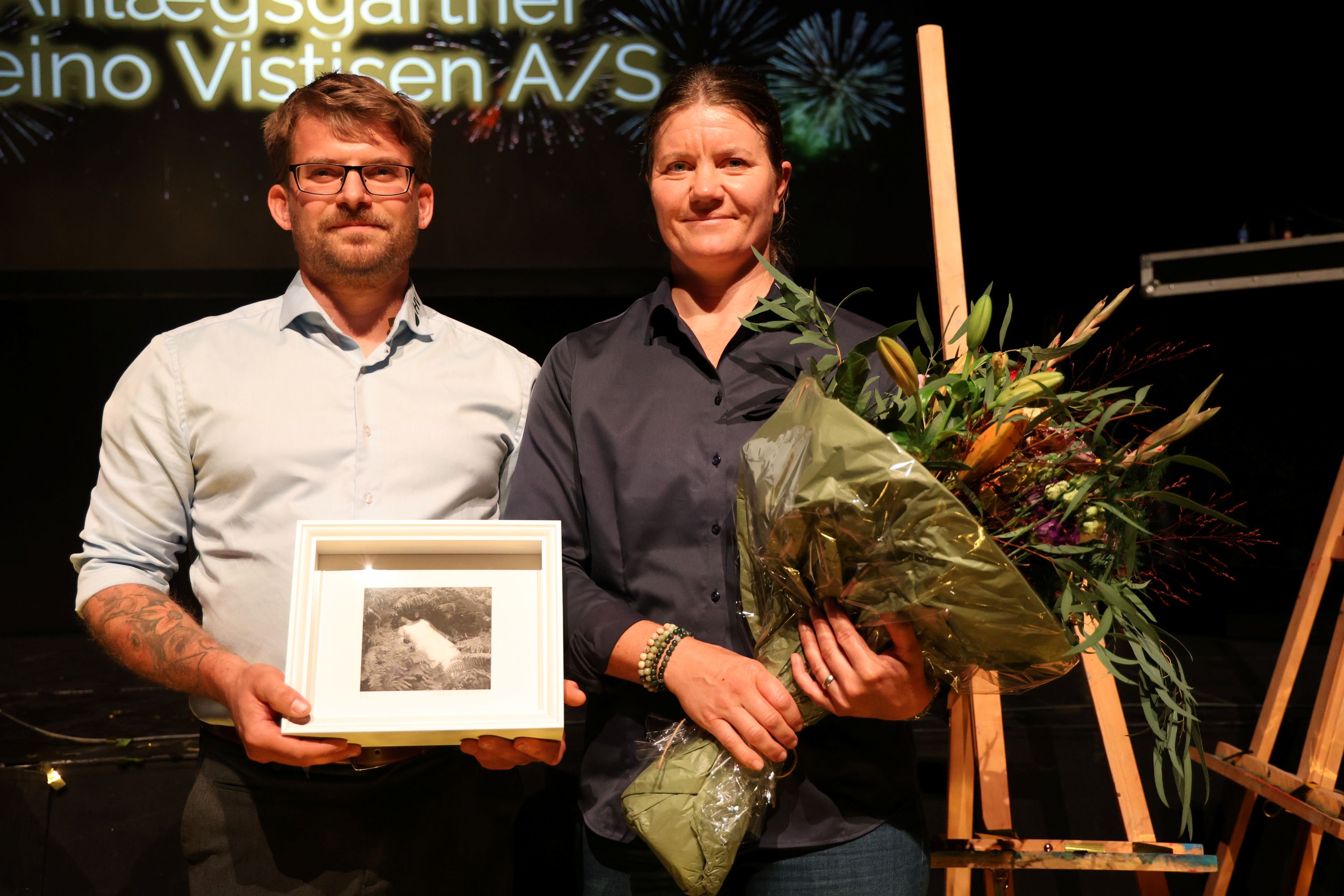 De to indehavere af Heino Vistisen A/S, Jonas Vinholt og Anette Vistisen, havde ikke regnet med at vinde. Foto: John Ringstrøm