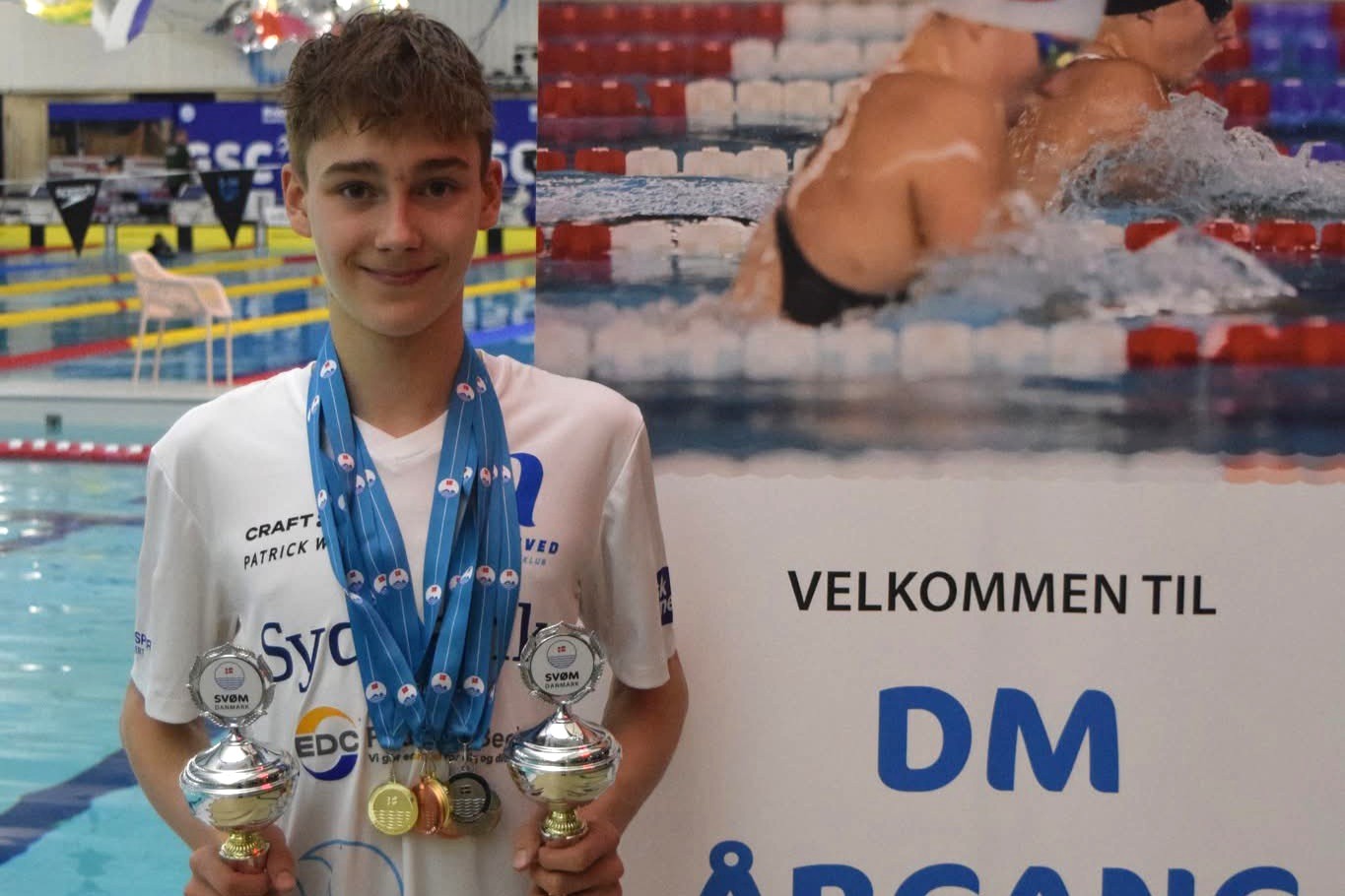 Seks medaljer i alt var der til Patrick Wobbes fra Næstved Svømmeklub ved DM. Foto: Privat