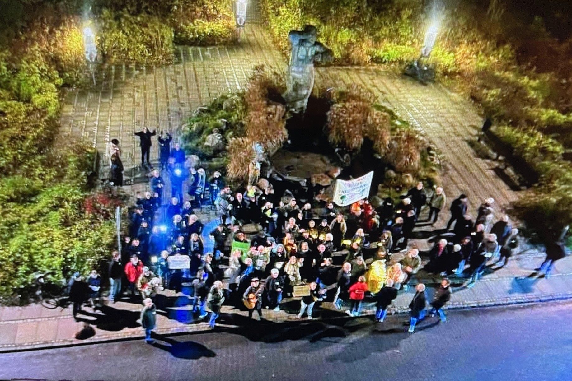 Demonstrationen set fra toppen af Rådhuset. Foto: Kasper Schneider