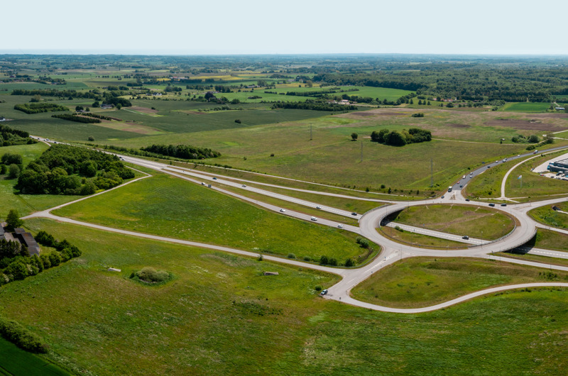 Næstved-motorvejen her fra Øverup Krog til Rønnede bliver motorvej hele vejen til Sydmotorvejen. Foto: Næstved Kommune